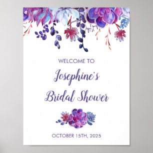Affiche Aquarelle violette Succulents Fête des mariées de