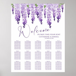 Affiche Aquarelle violette Wisteria Lilac Mariage Floral