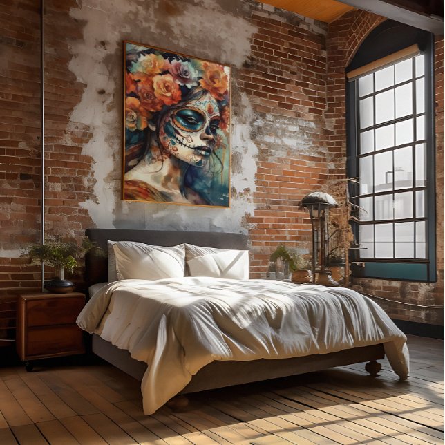 Affiche Aquarelle vive Dia de los Muertos Catrina (Créateur téléchargé)