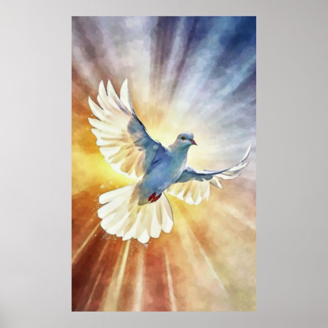 Affiche Aquarelle White Flying Dove (Devant)