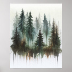 Affiche Aquarelles Arbres rustiques Wilderness Wall Art