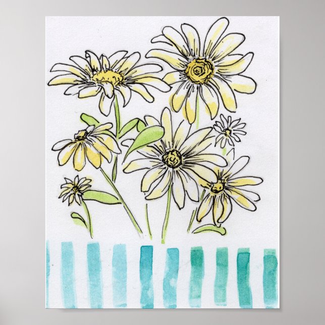 Affiche Aquarelles de Marguerites (Devant)