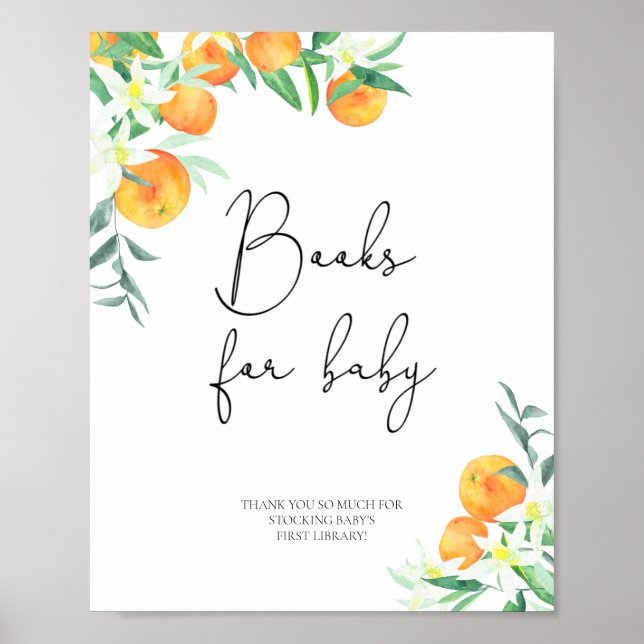 Affiche Aquarelles oranges, livres pour bébé (Devant)