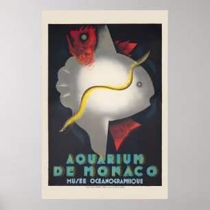 Affiche Aquarium de Monaco 1928 - Style Vintage