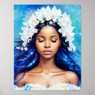 Affiche Aquarius Black Girl Zodiac Art