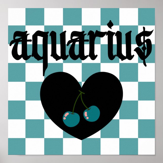Affiche Aquarius Gothique Esthétique À damiers Cerisier Ar (Devant)