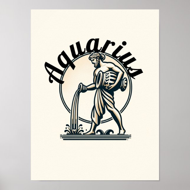 Affiche Aquarius le porteur d'eau Zodiac Vintage (Devant)