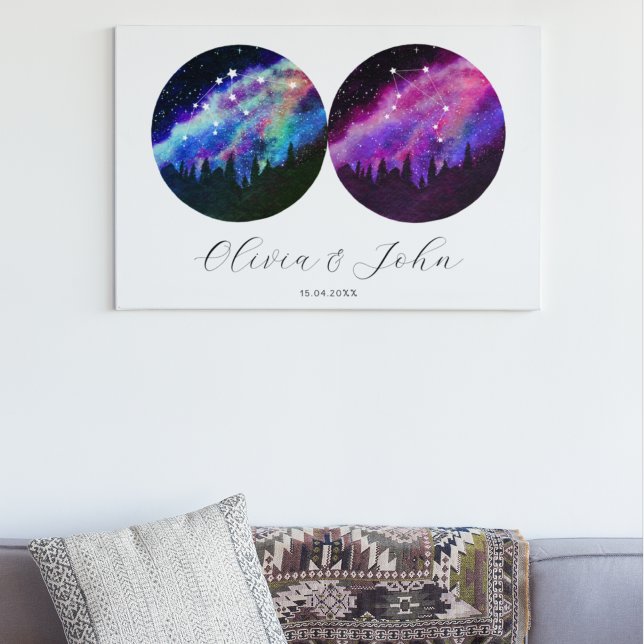 Affiche Aquarius Libra Couples personnalisés Horoscope (Créateur téléchargé)