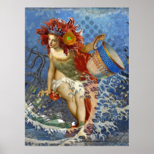 Affiche Aquarius Mermaid Bleu gothique