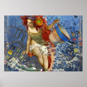 Affiche Aquarius Mermaid Bleu gothique