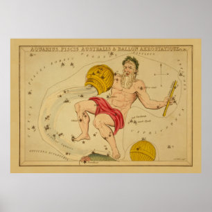 Affiche Aquarius - Signe Vintage de l'image zodiaque