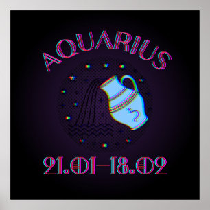 Affiche Aquarius, signe zodiaque, horoscope