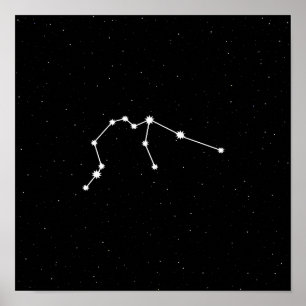 Affiche Aquarius Zodiac Constellation moderne noir et blan