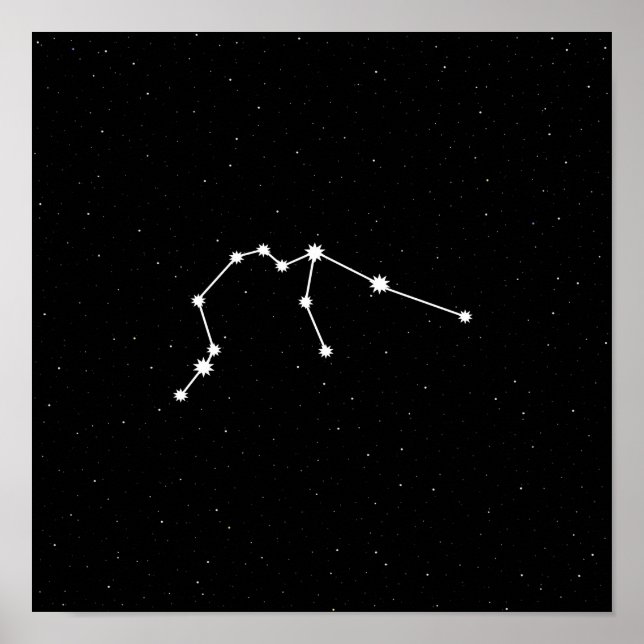 Affiche Aquarius Zodiac Constellation moderne noir et blan (Devant)
