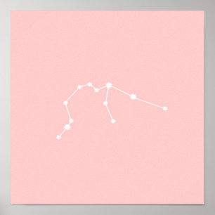 Affiche Aquarius Zodiac Constellation rose moderne