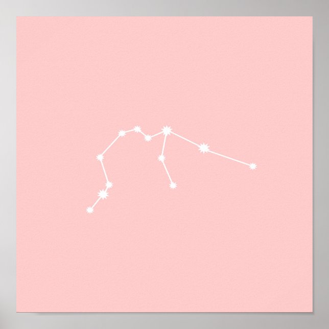 Affiche Aquarius Zodiac Constellation rose moderne (Devant)