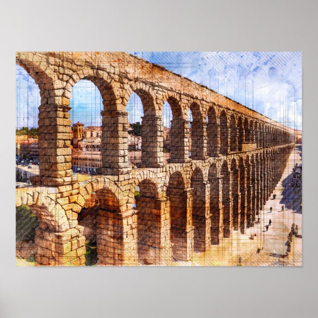Affiche Aqueduc romain, Ségovie. Espagne (Devant)