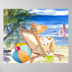 Affiche *~* AR29 Filles Palm Tropical Exotic Beach