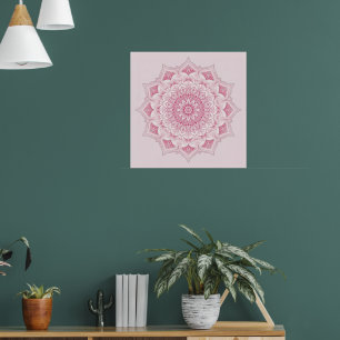 Affiche Arabesque Mandala Art - Rose symétrique Floral Pa