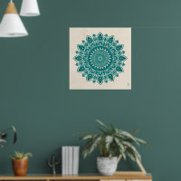 Arabesque Mandala Art - Turquoise & Turquoise géom