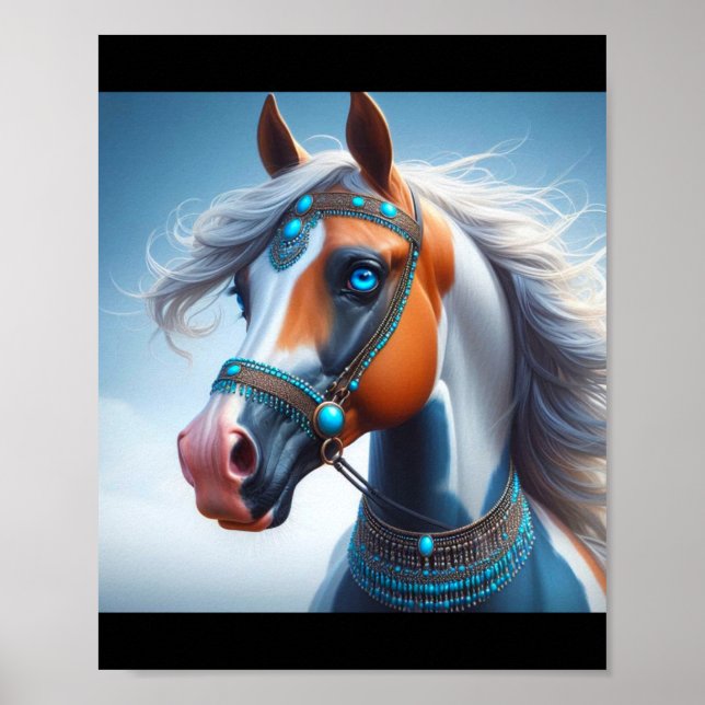 Affiche Arabian Paint Horse Blue Eyes (Devant)