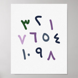 Affiche Arabic Numbers Chart Islamic Nursery Decor
