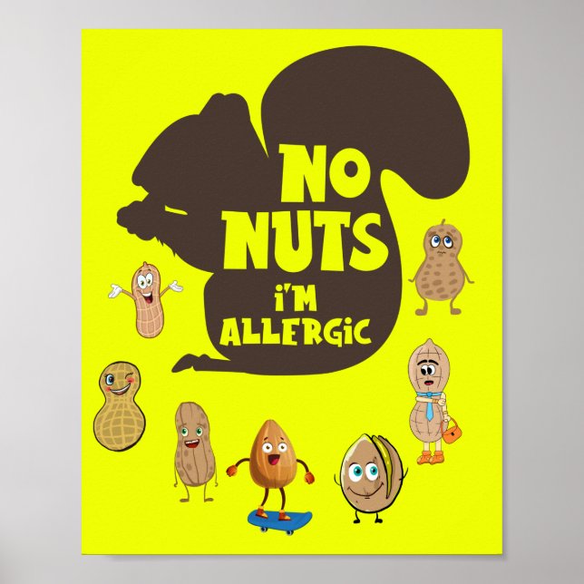 Affiche Arachide sans noix Je suis Allergic Allergic Sensi (Devant)