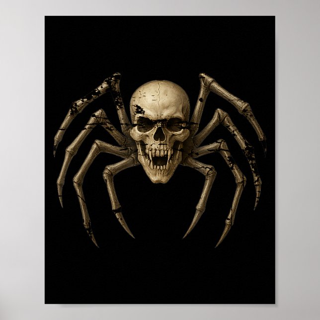 Affiche Araignée crâne effrayant - Costume Halloween gothi (Devant)