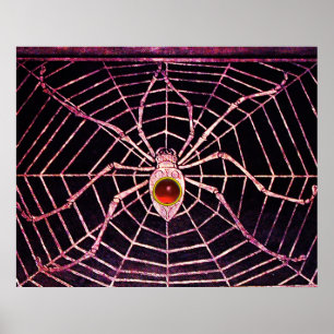 Affiche ARAIGNÉE ET TOILE Rubis Rouge Pierre Noire