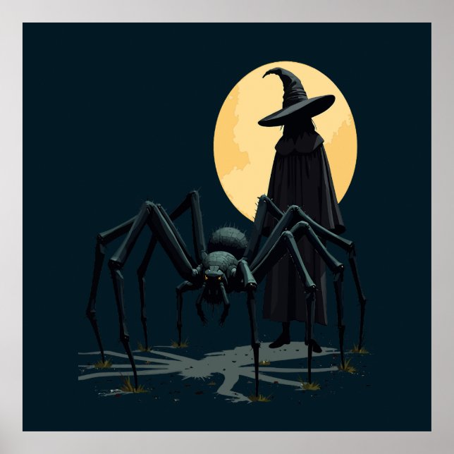 Affiche Araignée, Sorcière et Ombre au Clair de Lune (Devant)