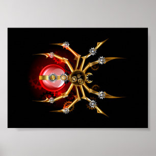 Affiche Araignée steampunk sur fond noir