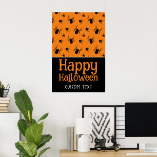 Affiche Araignées Happy Halloween Black Orange Nom personn