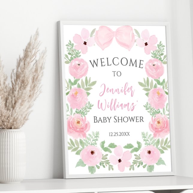 Affiche Arbalète fleurie rose baby shower panneau d'accuei (Créateur téléchargé)