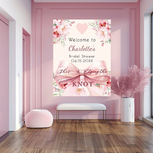 Affiche Arbalète rose fleurons noeud douche nuptiale signe