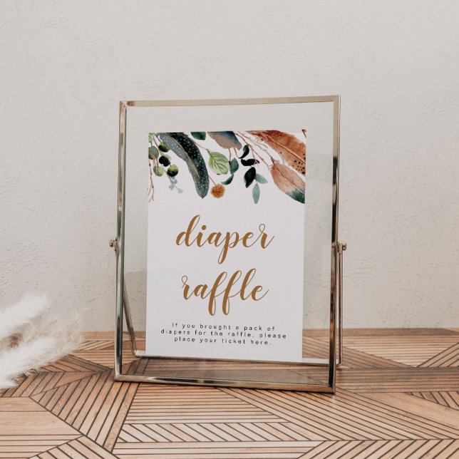 Affiche ARBOR Bohème Plumes Verdure Baby Diaper Raffle (Créateur téléchargé)