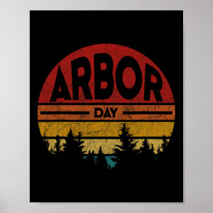 Affiche Arbor Day Plantes Arbres Jour des terres Retro Nat