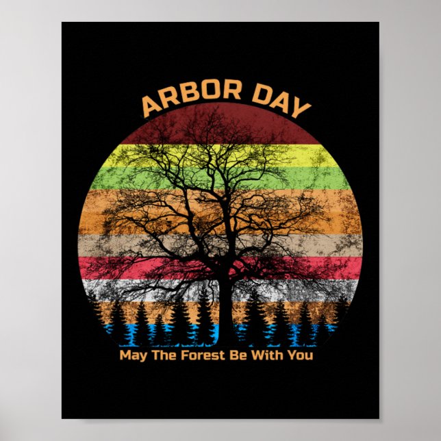 Affiche Arbor Day Retro Terre Arbre Sunset Forest Be With  (Devant)