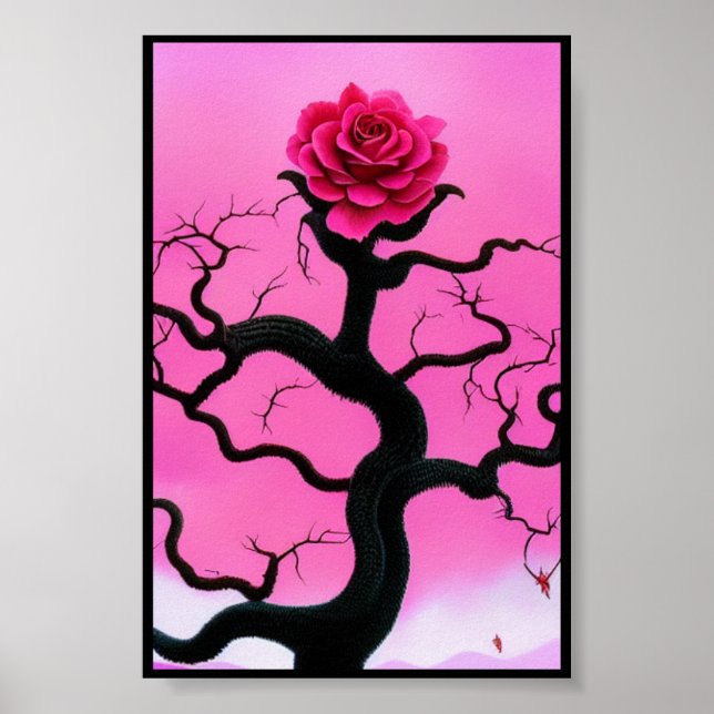 Affiche Arborescence rose (Devant)