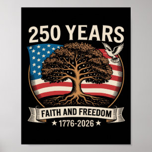 Affiche Arbre à croix de drapeau 250 ans de foi et de libe