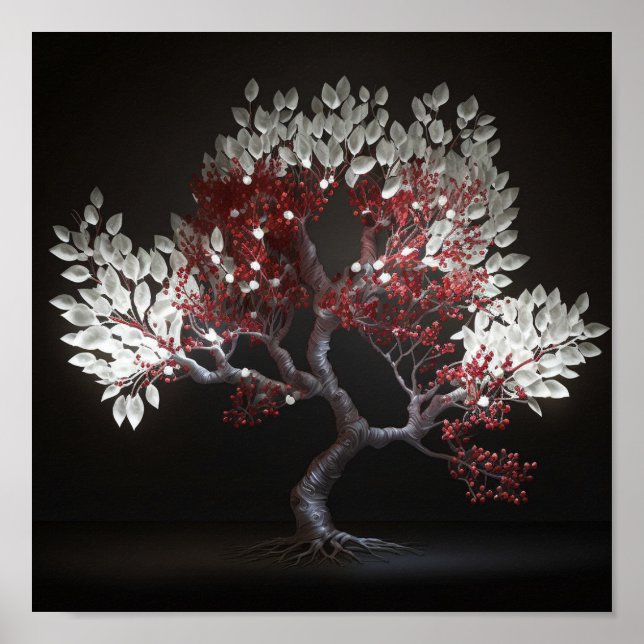 Affiche Arbre à feuilles blanches japonais (Devant)