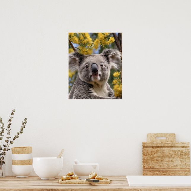 Affiche Arbre À Fleurs Jaunes Avec Koala, (Cuisine)