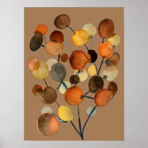 Affiche Arbre Abstrait brun d'automne