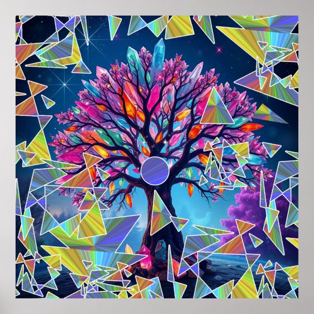 Affiche Arbre Abstrait cristal (Devant)