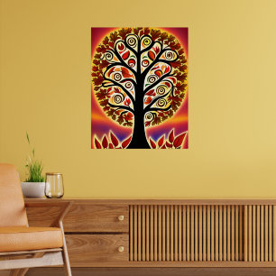 Affiche Arbre Abstrait de récolte d'automne