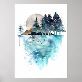 Affiche Arbre aquarelle
