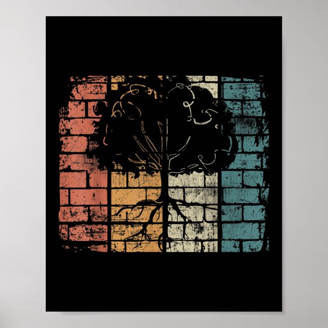 Affiche Arbre aux racines - Retro Nature De l'environnemen (Devant)