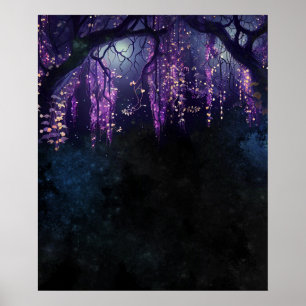Affiche Arbre avec Feuille violet Wisteria Spirituels Digi