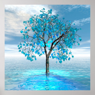 Affiche Arbre bleu cristal
