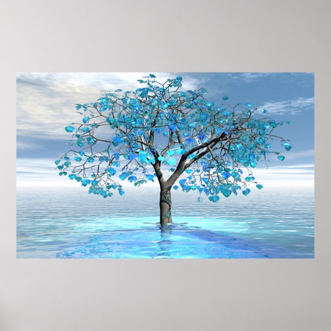 Affiche Arbre bleu cristal (Devant)