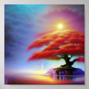 Affiche Arbre bonsaï orange doux